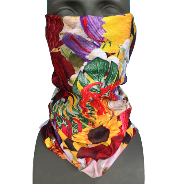 flower print necktube facemask for snowboarding and social distancing