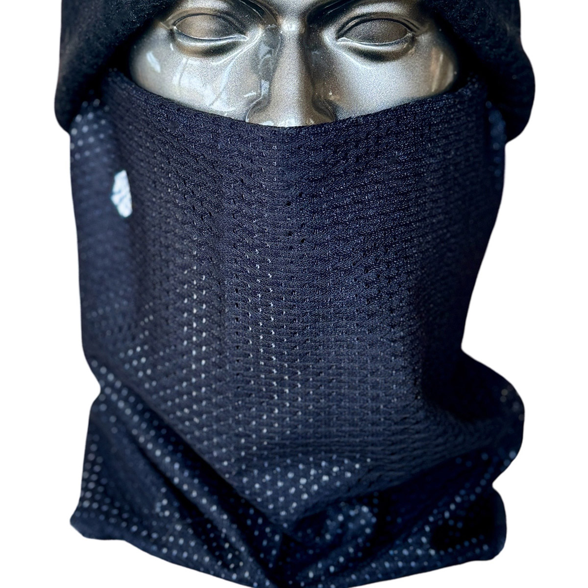 AVALON7 breathable black mesh neckgaiter for snowboarding, skiing and sun protection