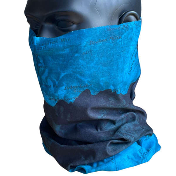 AVALON7 Blue Teton Map Neck Gaiter Face Mask for hiking Jackson Hole, Wyoming