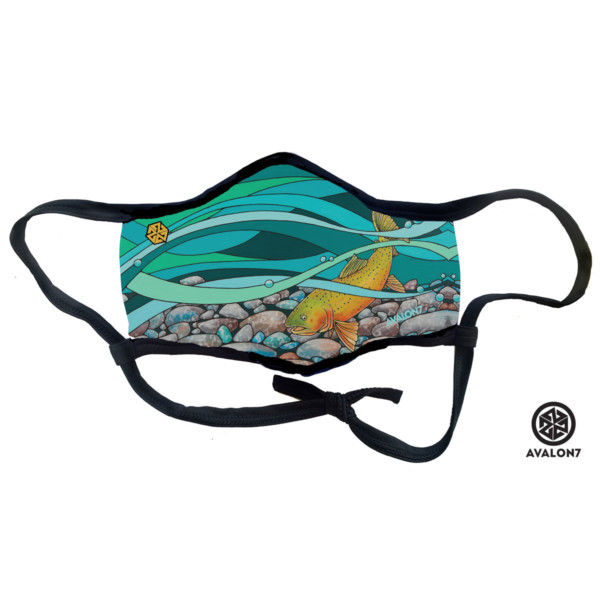 Avalon7 Fitmask facemask featuring cutthroat trout art by Erin Ashlee Smith