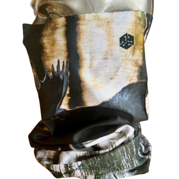 Avalon7 Moose Magic Neck Gaiter Sun Mask designed in Jackson Hole by Rob Kingwill