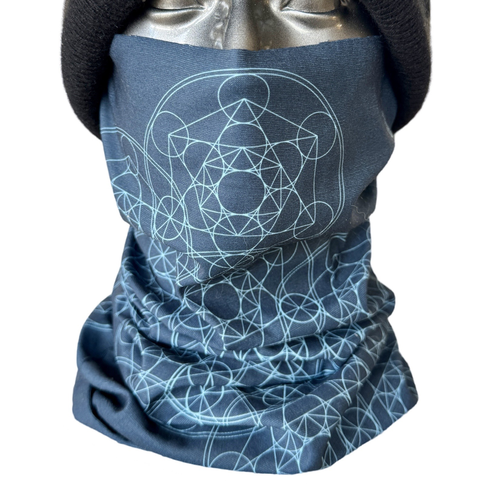 AVALON7 Metatron's Cube sacred geometry snowboarding and skiing neck warmer