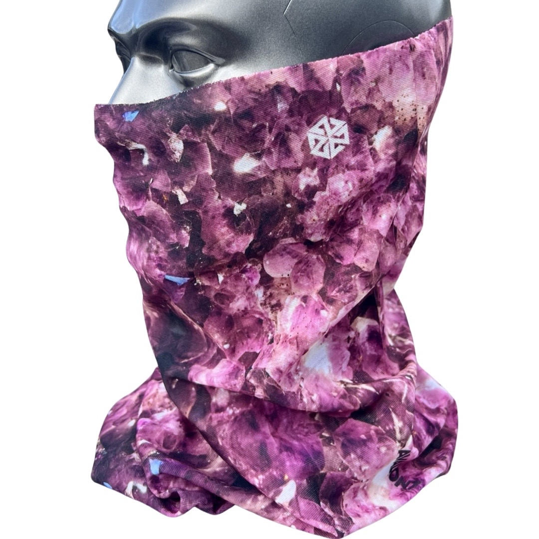 AVALON7 Crystal Kingdom Amethyst purple sun mask neck gaiter for skiing and fishing
