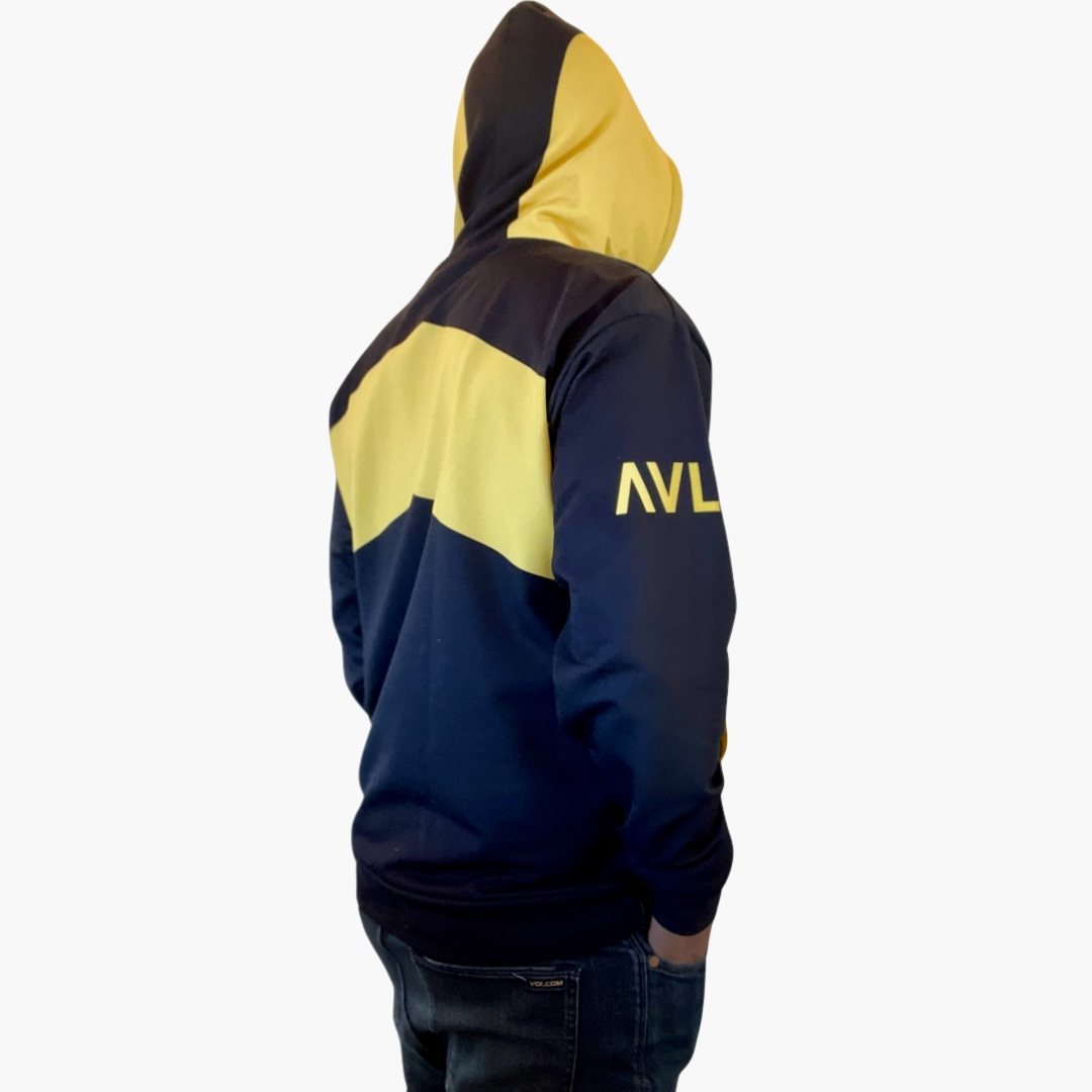 AVLN7 Mech Hoodie yellow black for snowboarding and skiing