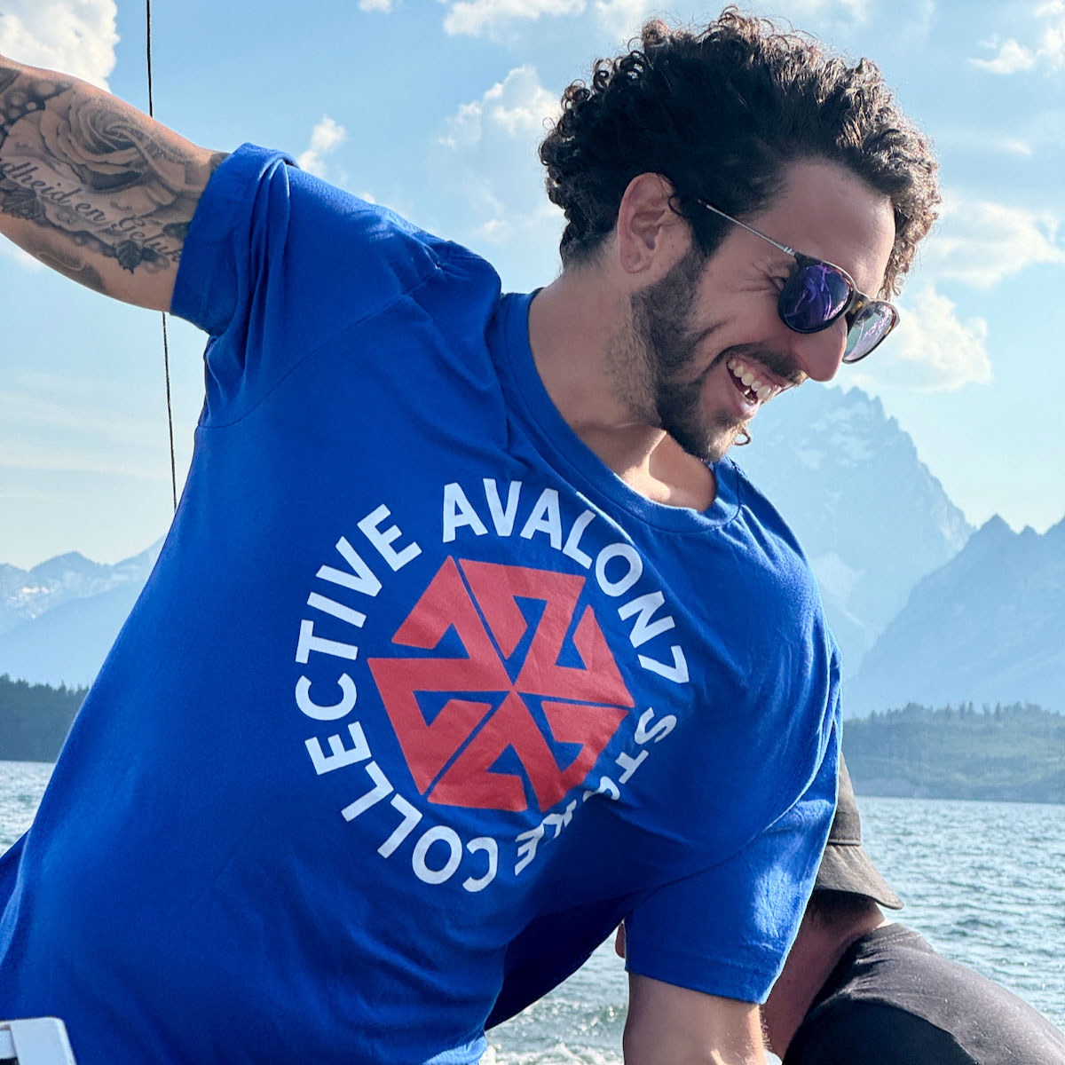 AVALON7 Stoke Collective Tshirt | Designed in Jackson Hole, Wyoming, Blue