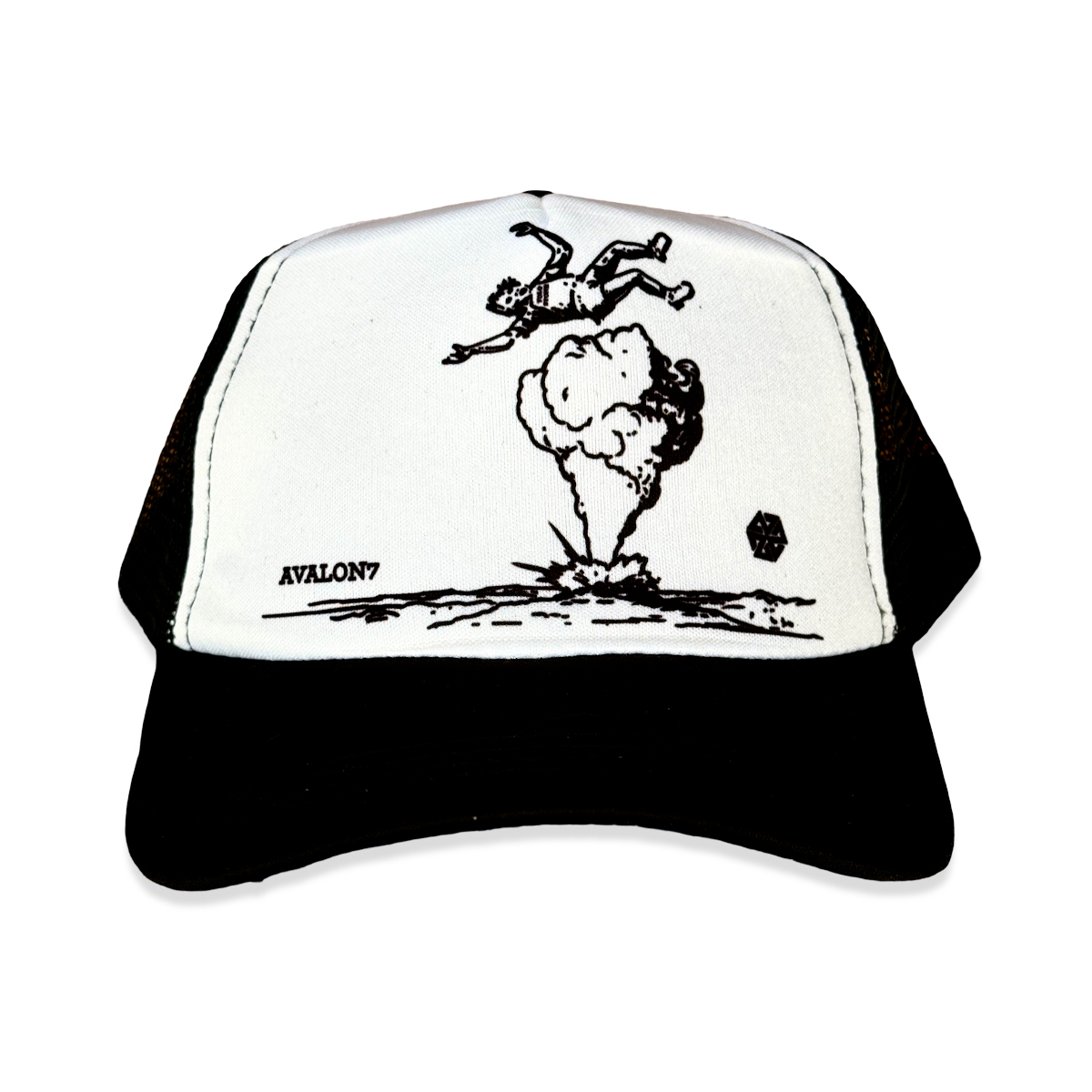 AVALON7 Yolostone Trucker Hat: Old Faithful geyser in Yellowstone National Park